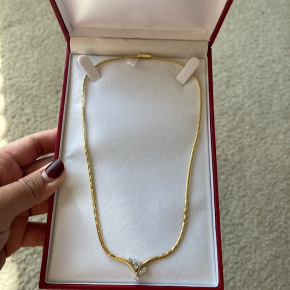 18k solid gold and Diamond necklace - Picture 3 of 6